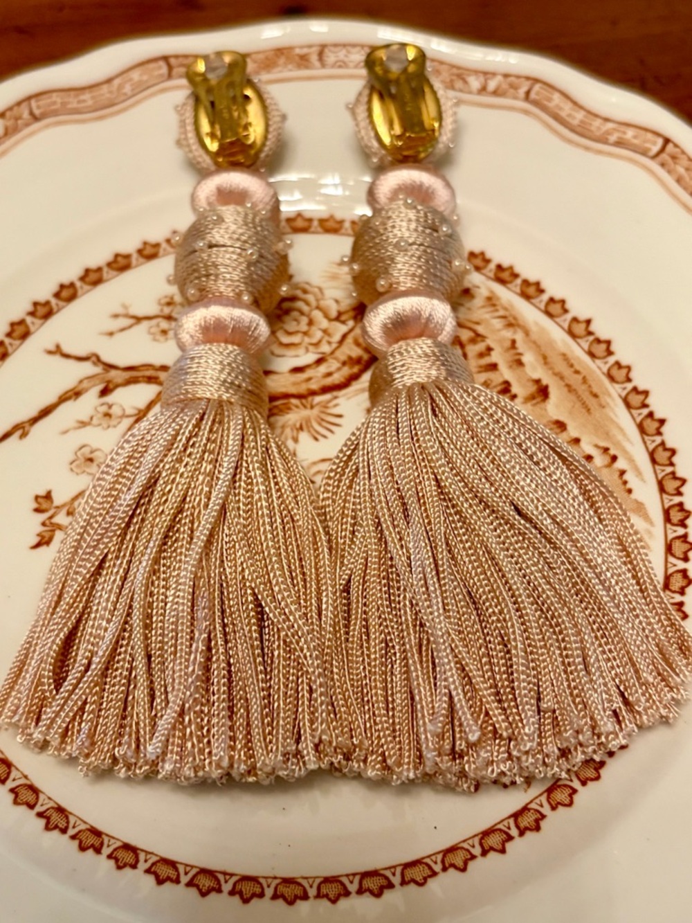Oscar de la Renta Pink Dot Ball Tassel Earrings - Picture 14 of 16
